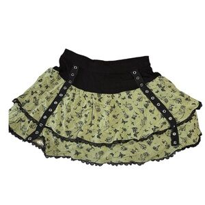 Thorn & Fable Green Butterfly Mushroom Tiered Skirt.